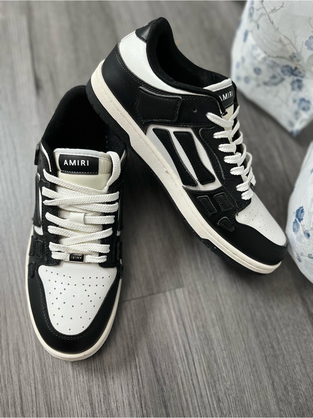 AMIRI Black & White Men’s Low-Top Leather Sneakers